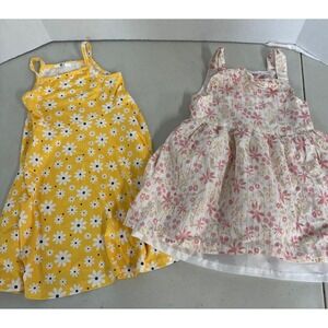 Little Lass Toddler Girls Summer Dress Lot 2T/3T Yellow Daisy Pink Floral Gold